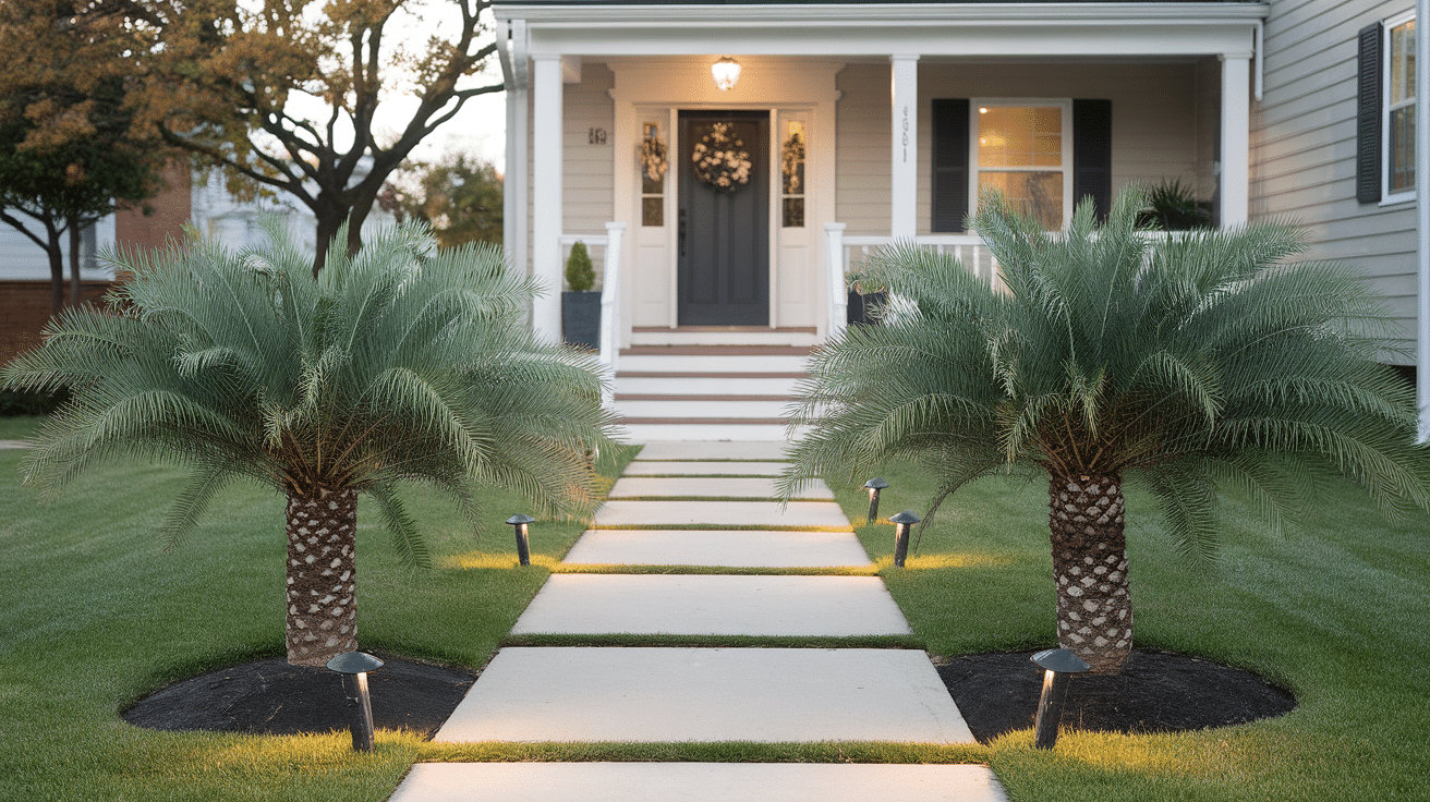symmetrical-entryway-palm-tree-design