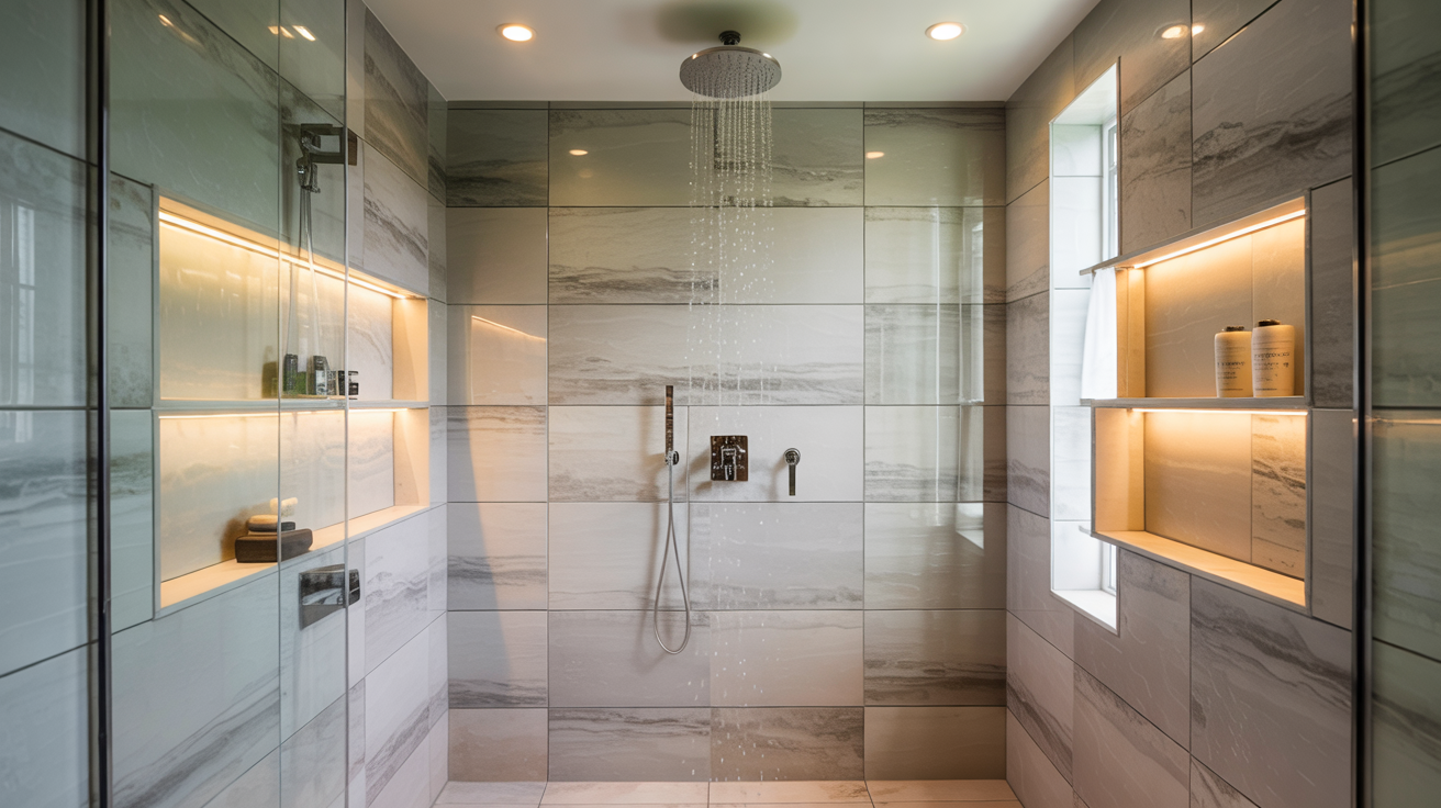 Built-in Shower Niches with LED Lighting
