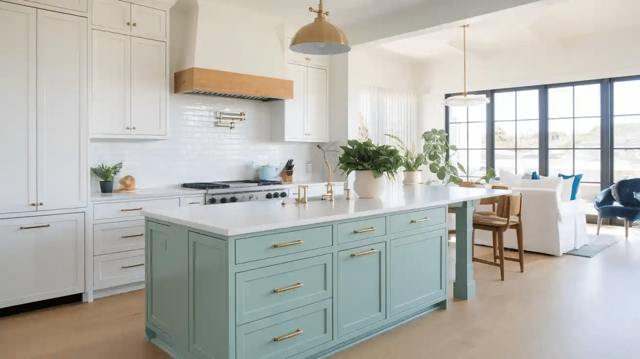Calm Blue-Green Islands or Lower Cabinets