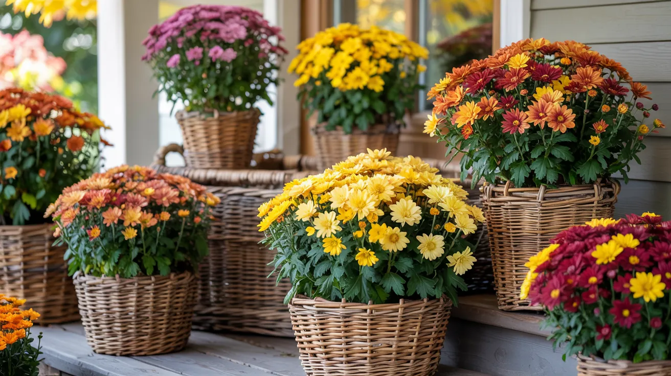  Chrysanthemums in Wicker Baskets