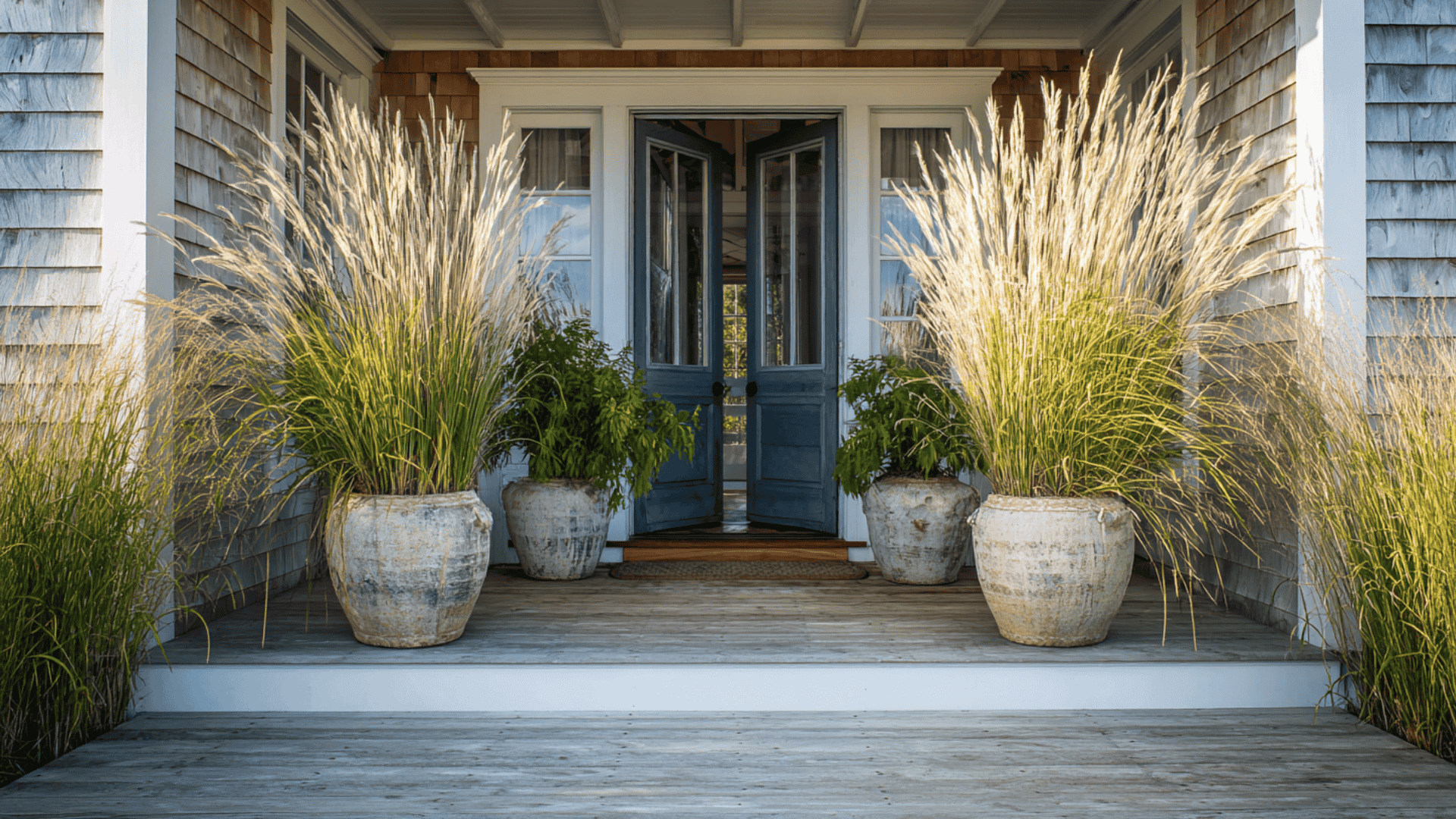 Create a Beachy Entryway with Potted Grasses