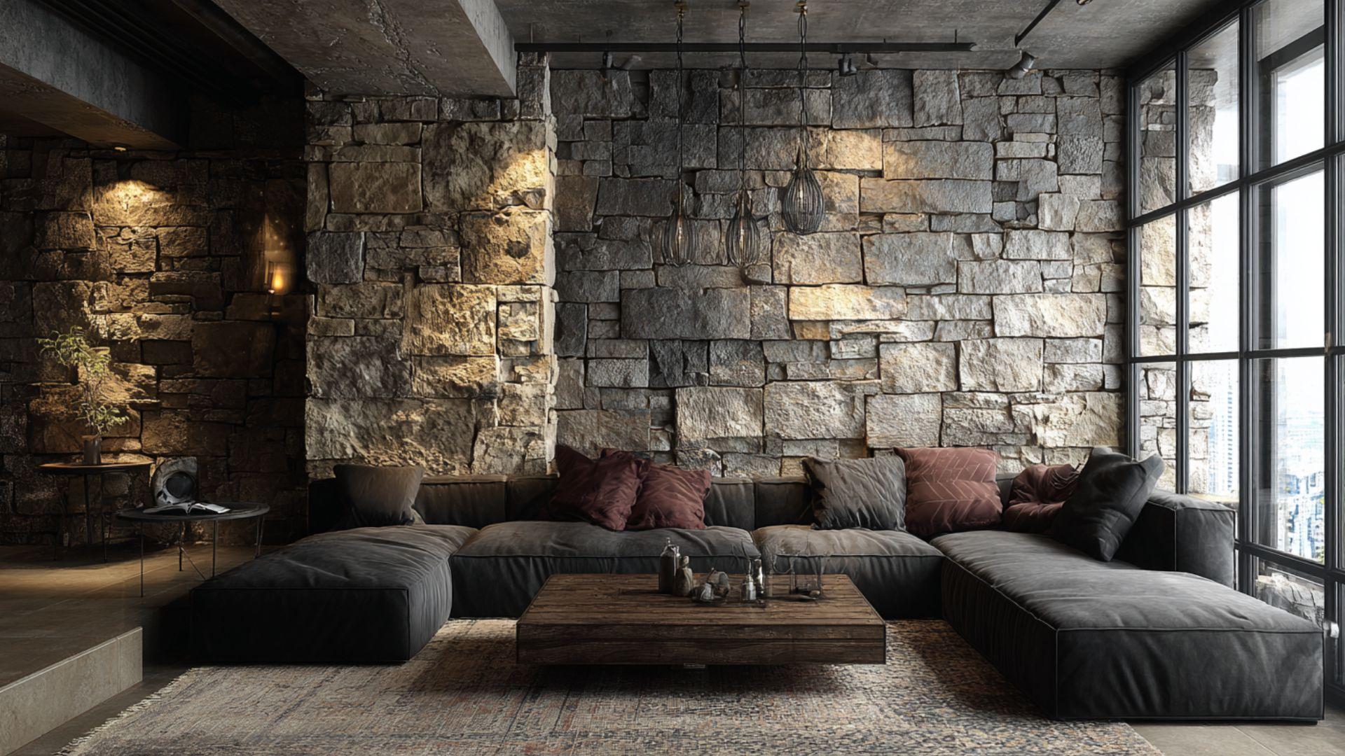 Exposed Stone Accent Wall