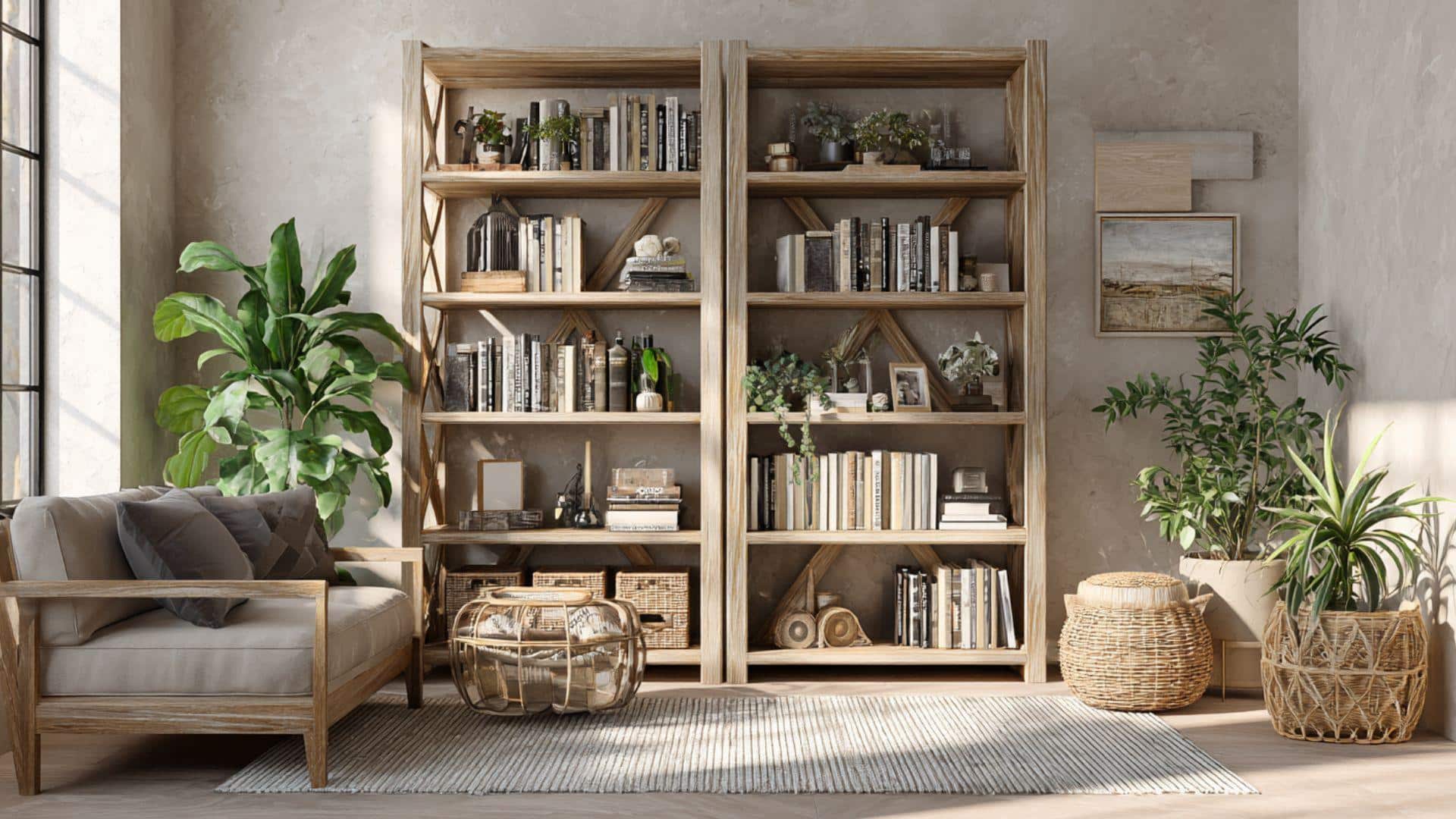 Farmhouse-Style Bookshelves