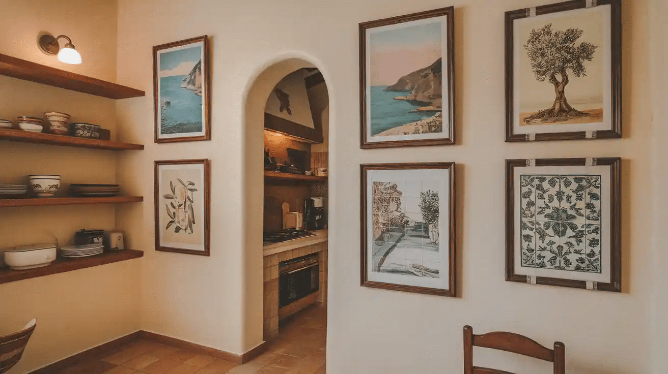 Gallery Wall of Mediterranean Art