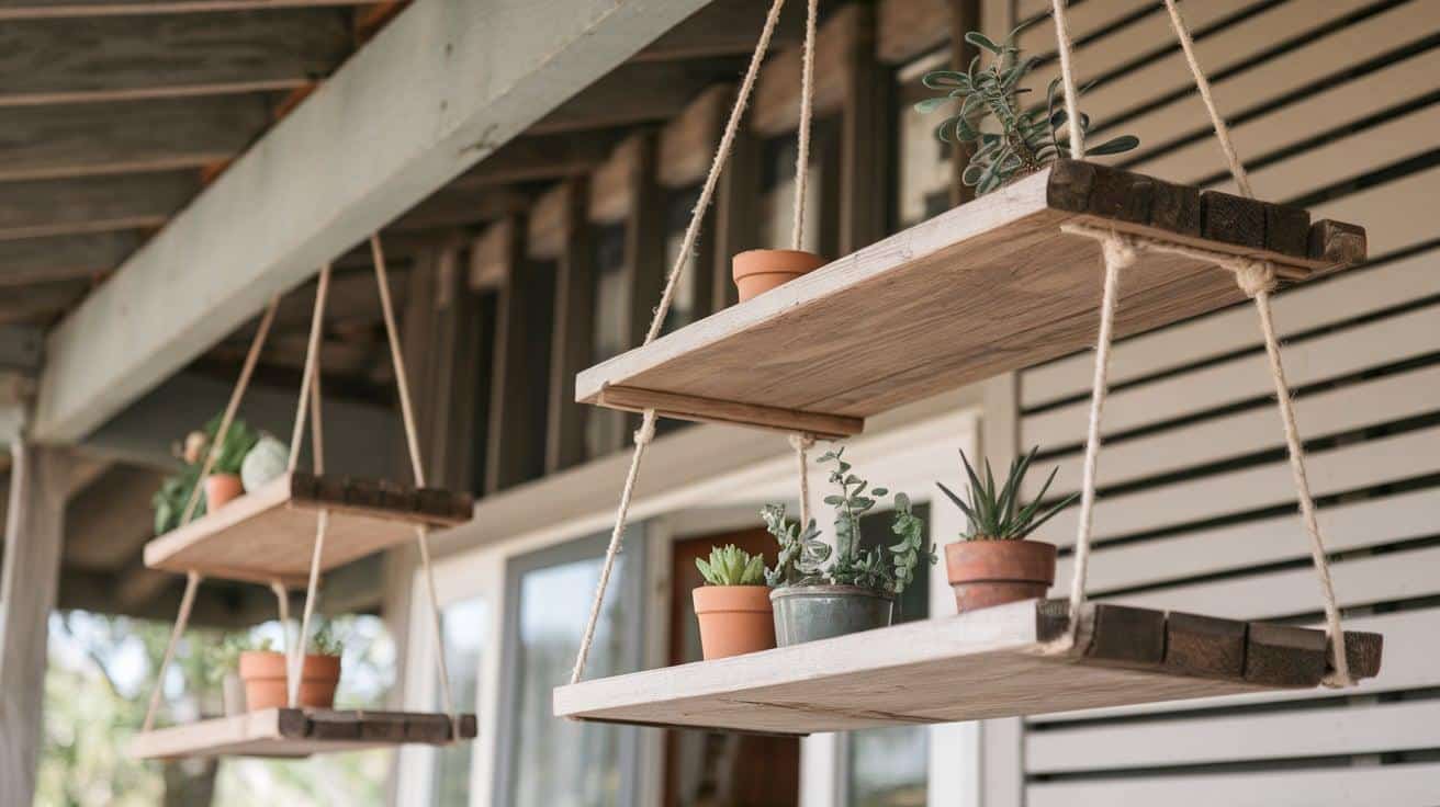 Hanging Wooden Shelf Planter