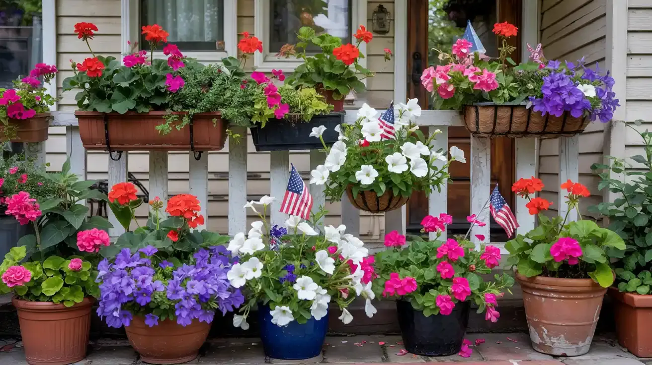 July Theme with Red, White & Blue Flowers