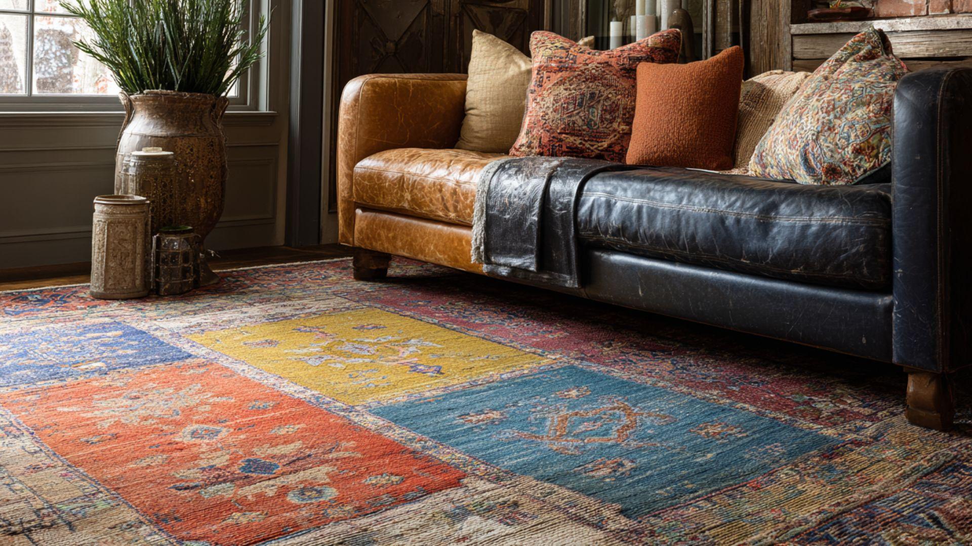 Layered Area Rugs with Vintage Patterns