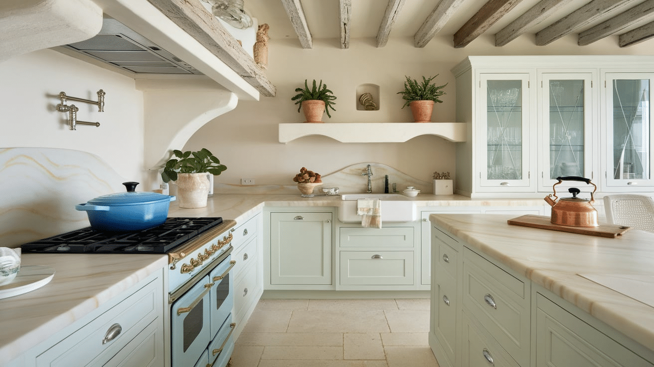 Marble or Quartz Countertops with Soft Veining