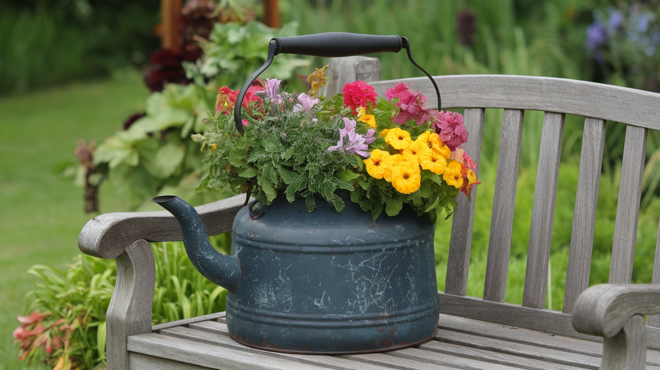 Old Kettle Flower Pot