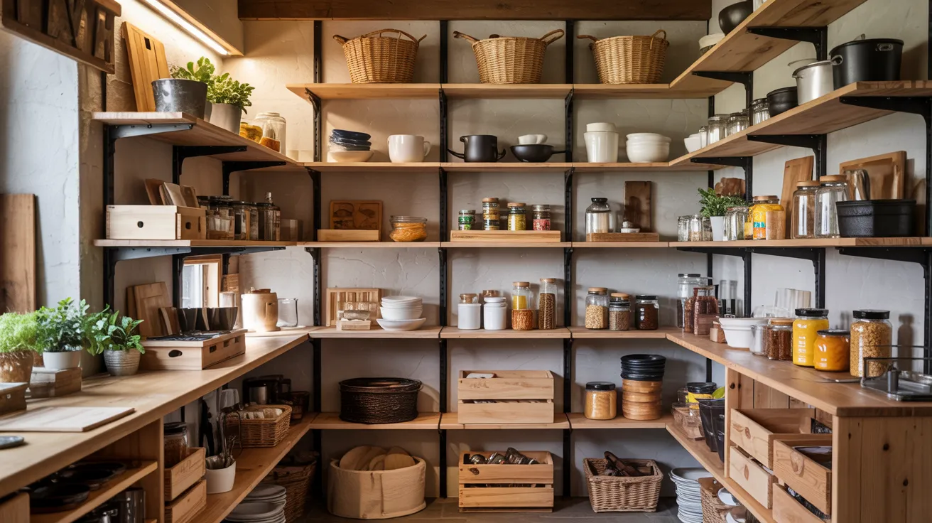 Open Pantry with Crates