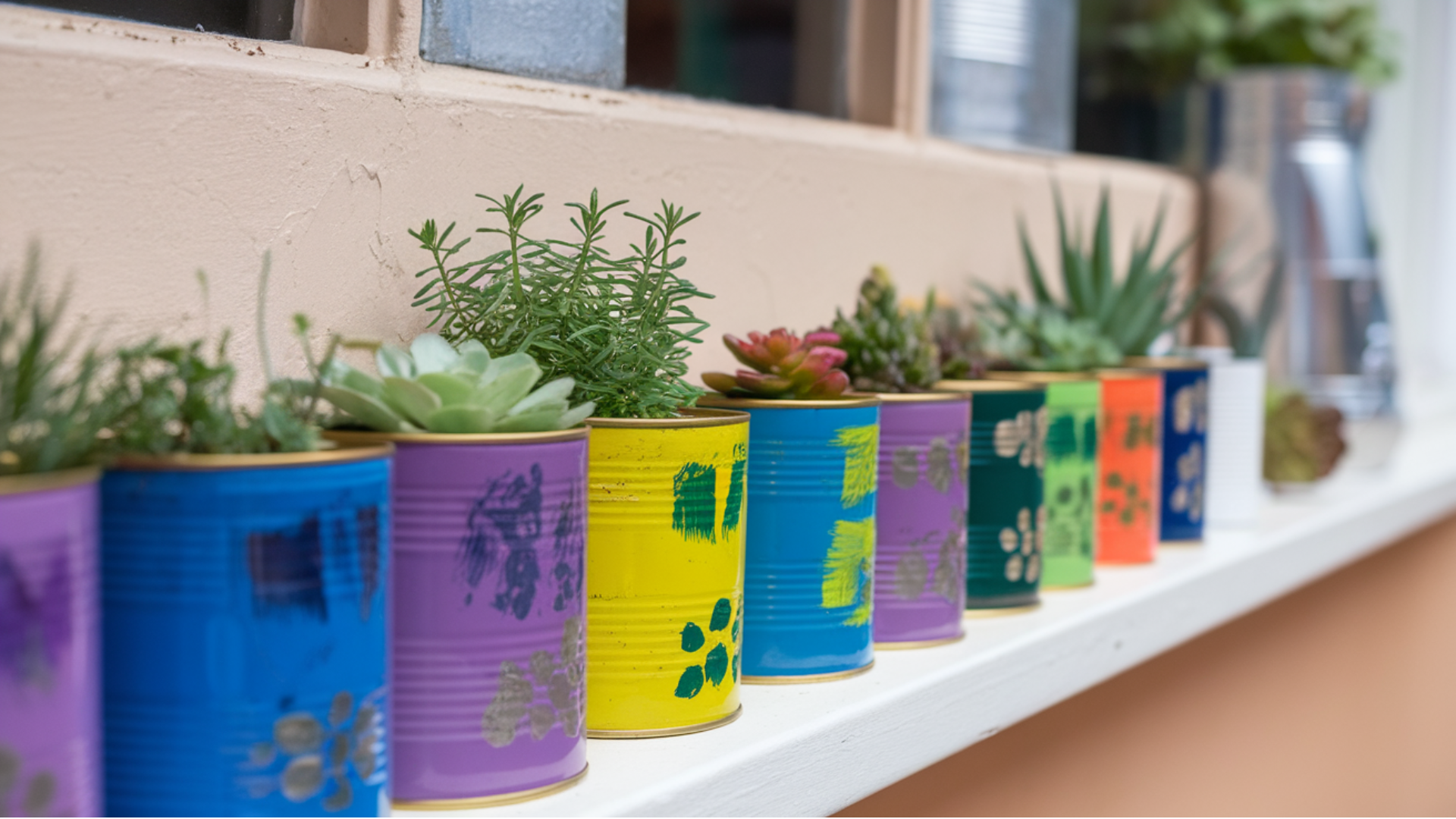 Painted Tin Can Pots