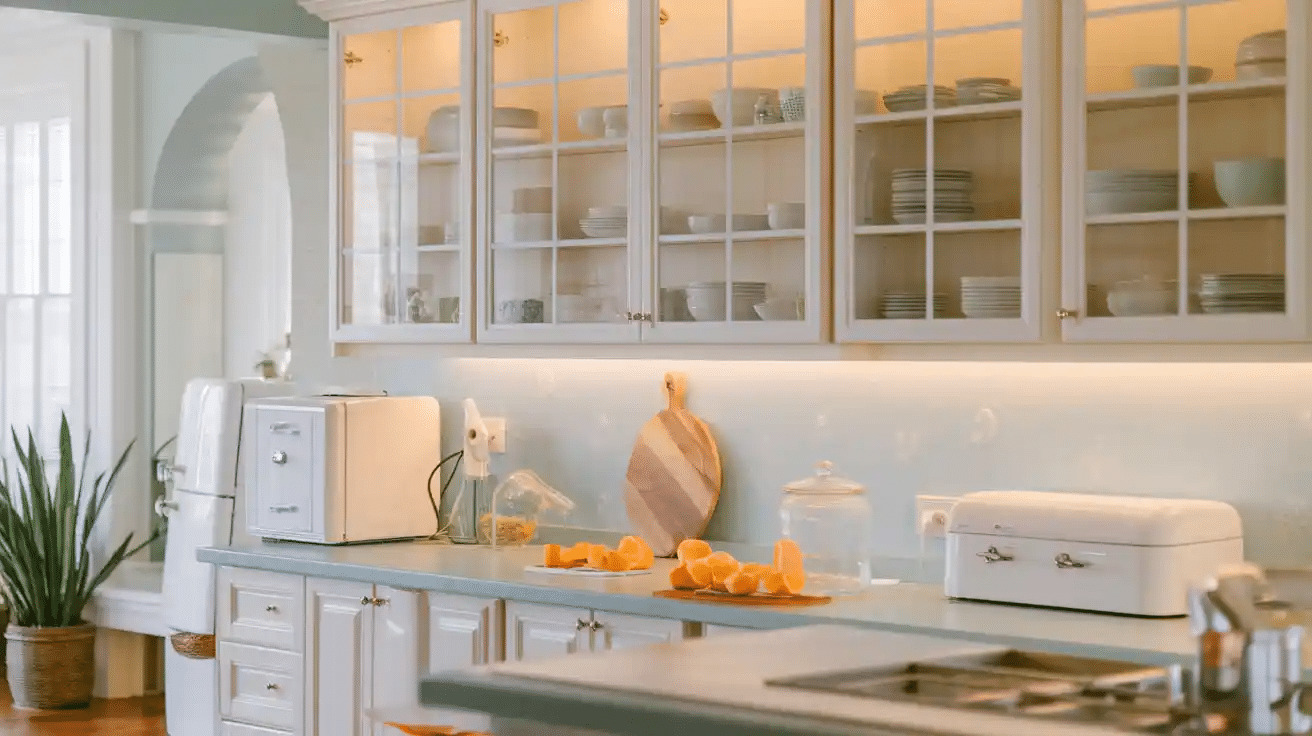 Shimmering Glass Cabinet Doors