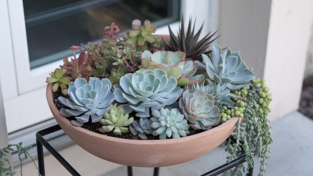 Succulents in Shallow Bowls