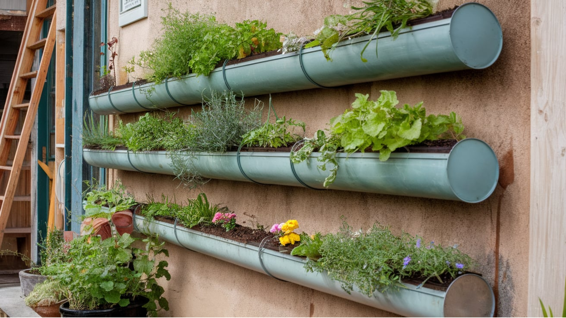 Wall-Mounted Gutter Garden