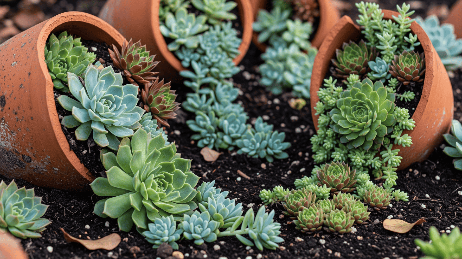 Broken pot landscaping