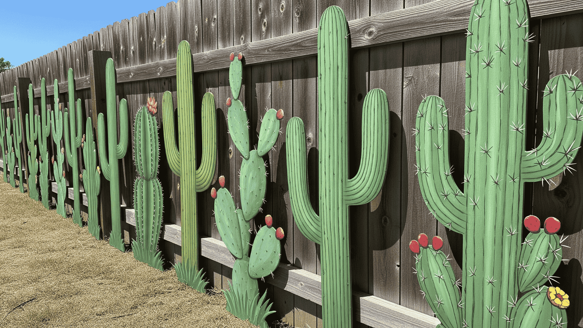 Install a faux cactus fence