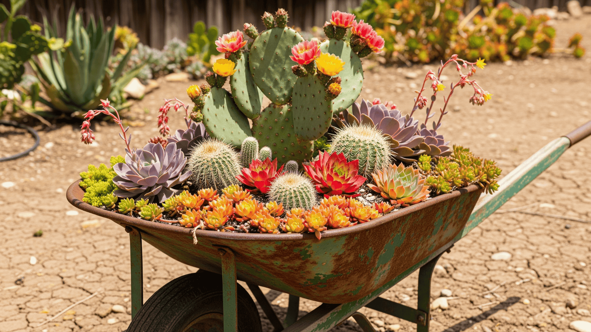 Turn an old wheelbarrow into a planter