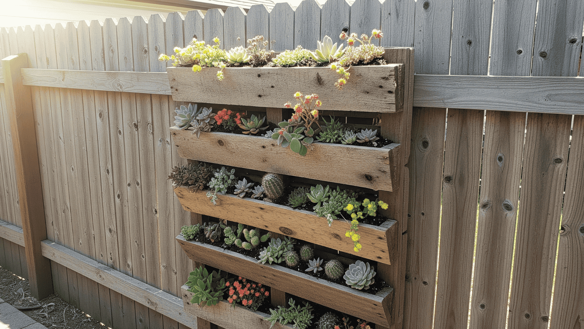 Use pallet wood for vertical gardens