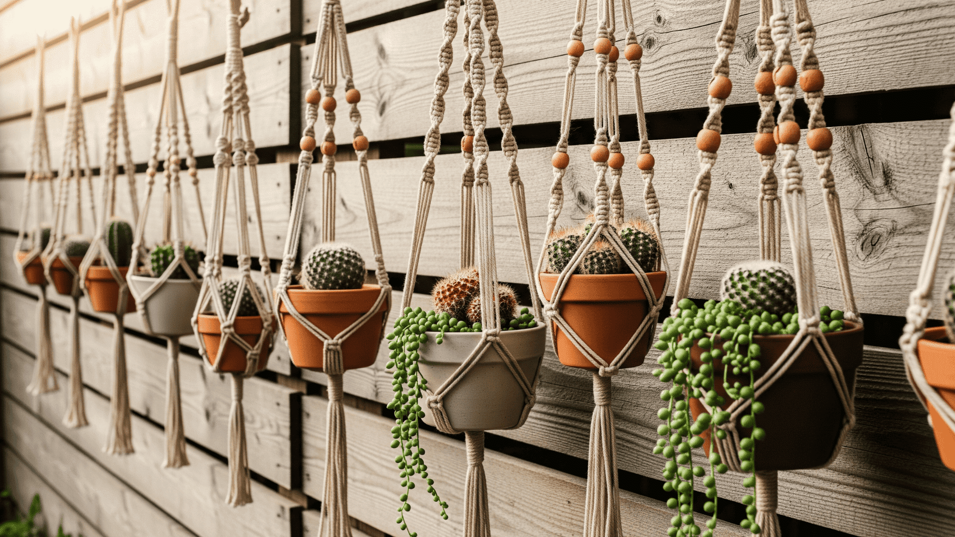 Use rope to hang planters