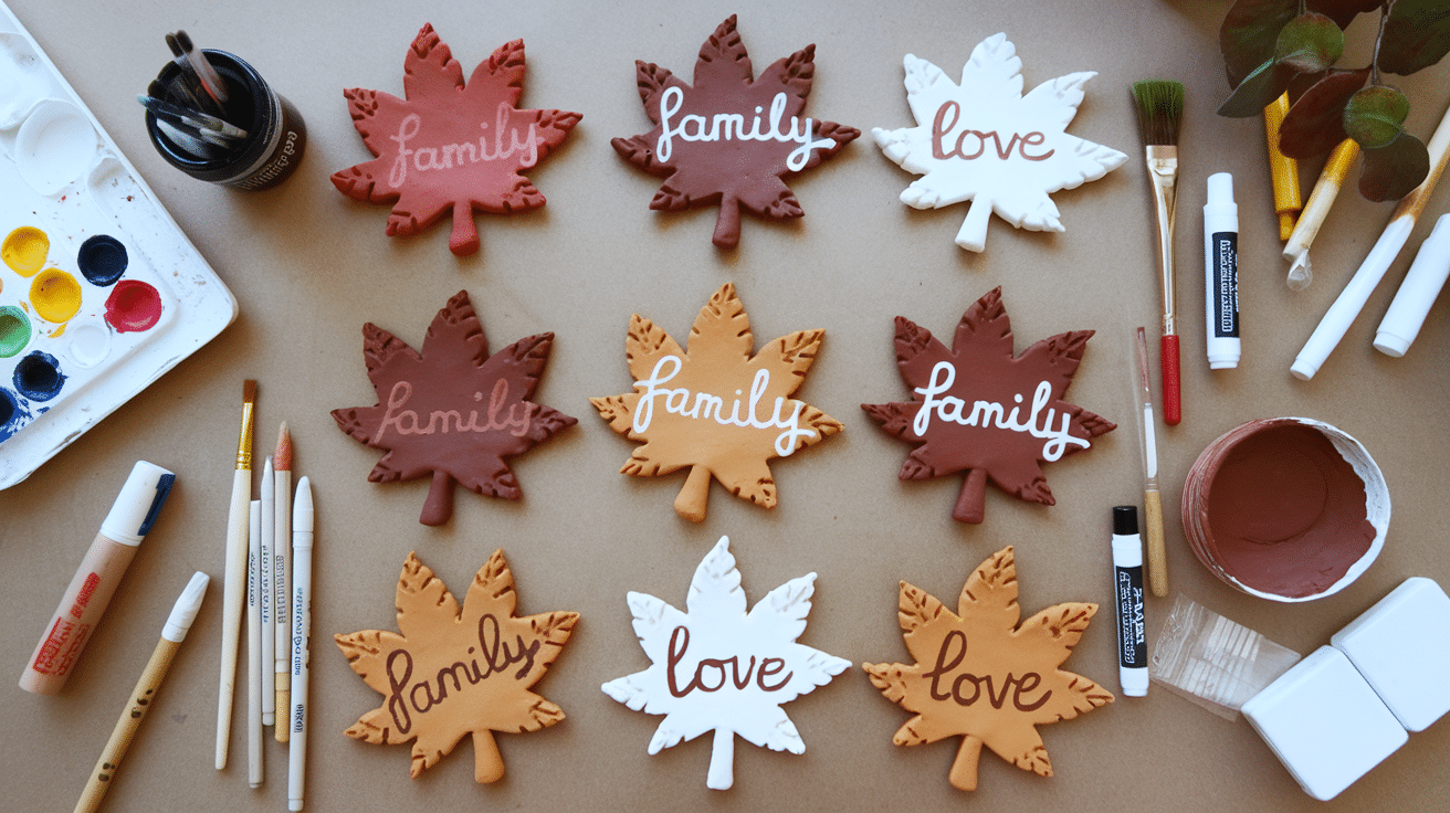 clay gratitude leaves