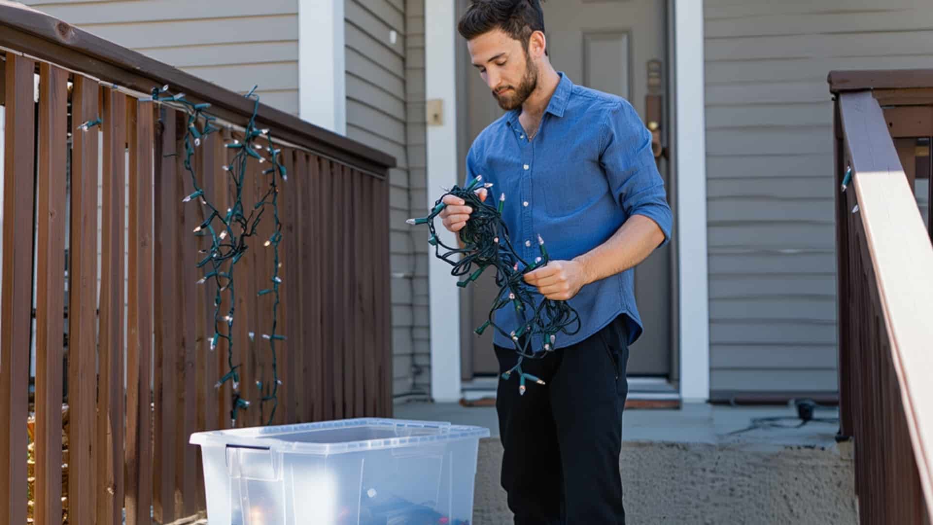 how to take down and store christmas lights properly