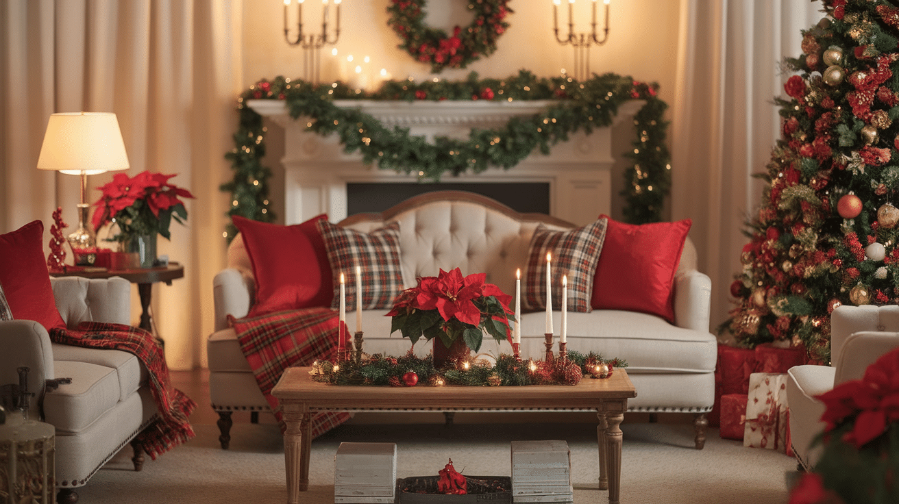 1. Classic Red and Green Living Room Decor