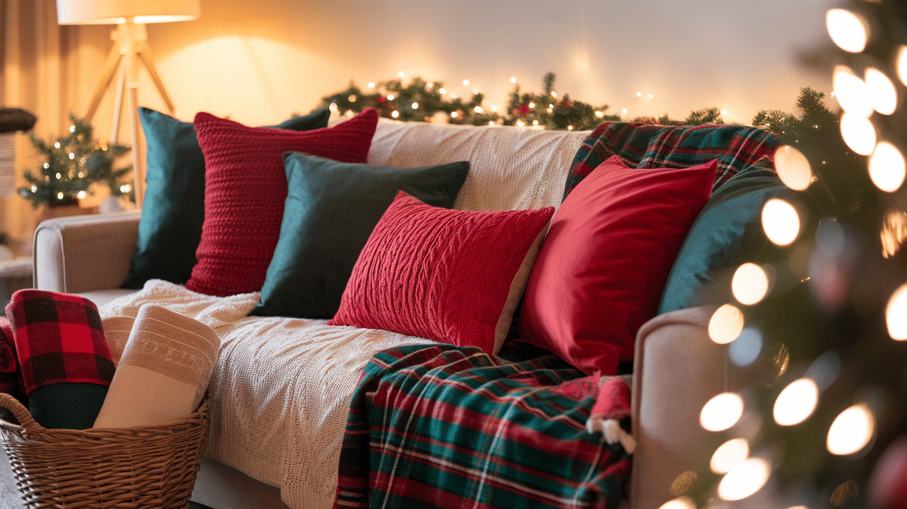 Matching Throw Pillows and Blankets for Warmth