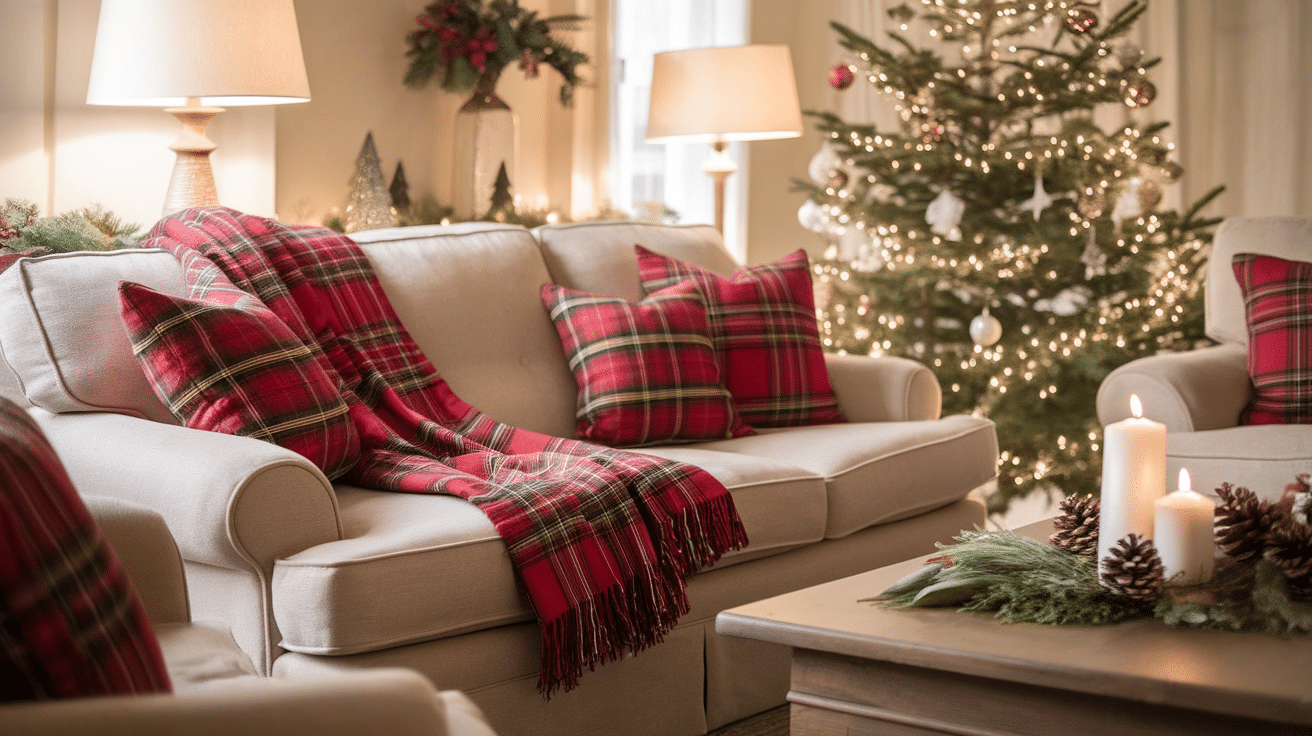 Add a Festive Throw Over the Sofa