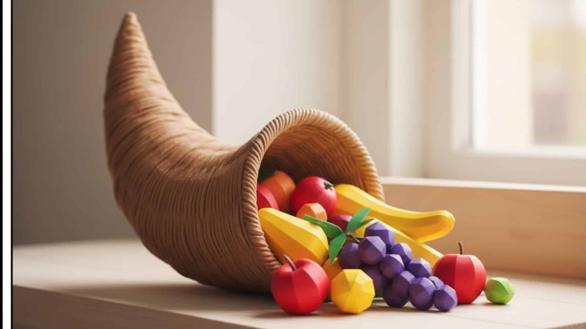 3d paper cornucopia model