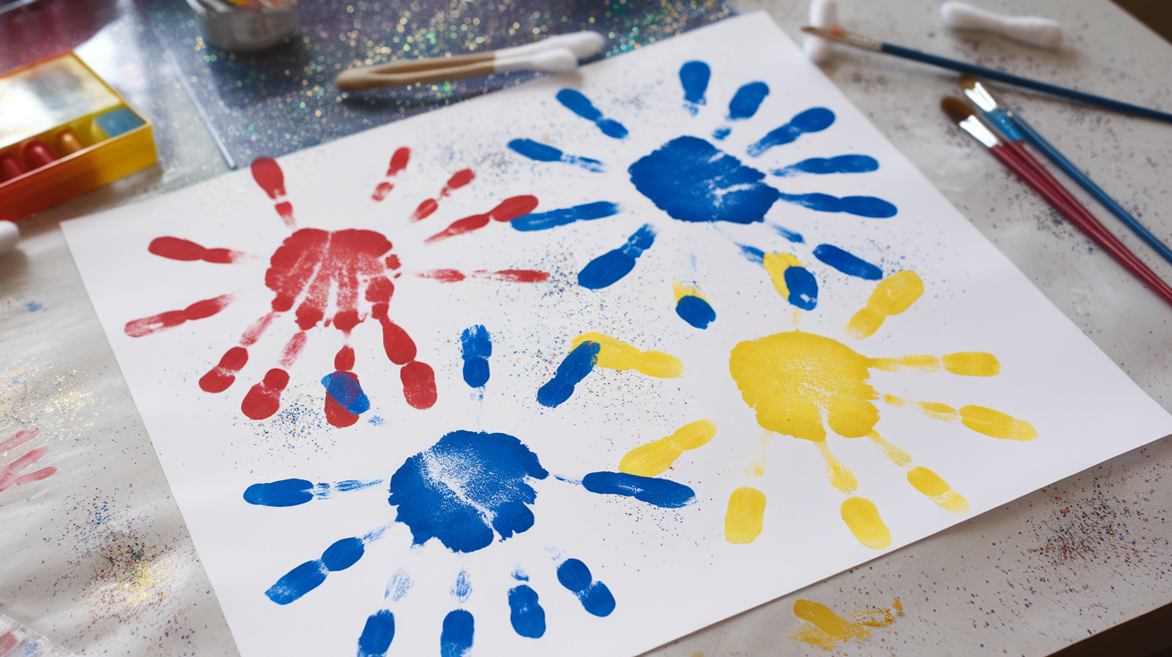 Handprint Fireworks Art
