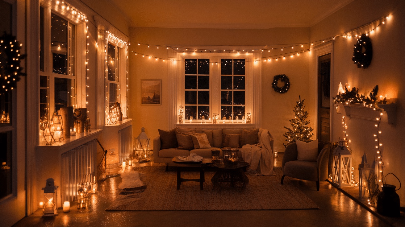 Warm Glow with String Lights and Lanterns