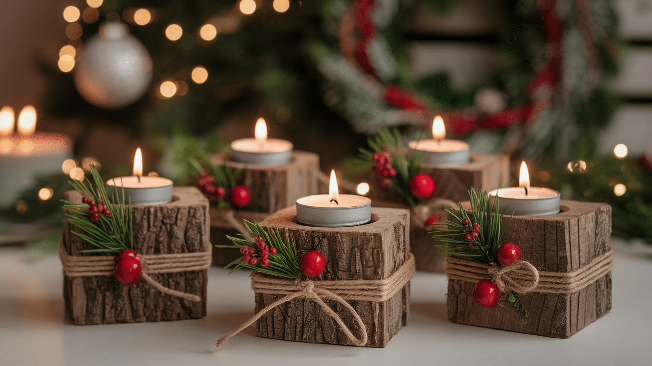 Rustic Wooden Candle Blocks