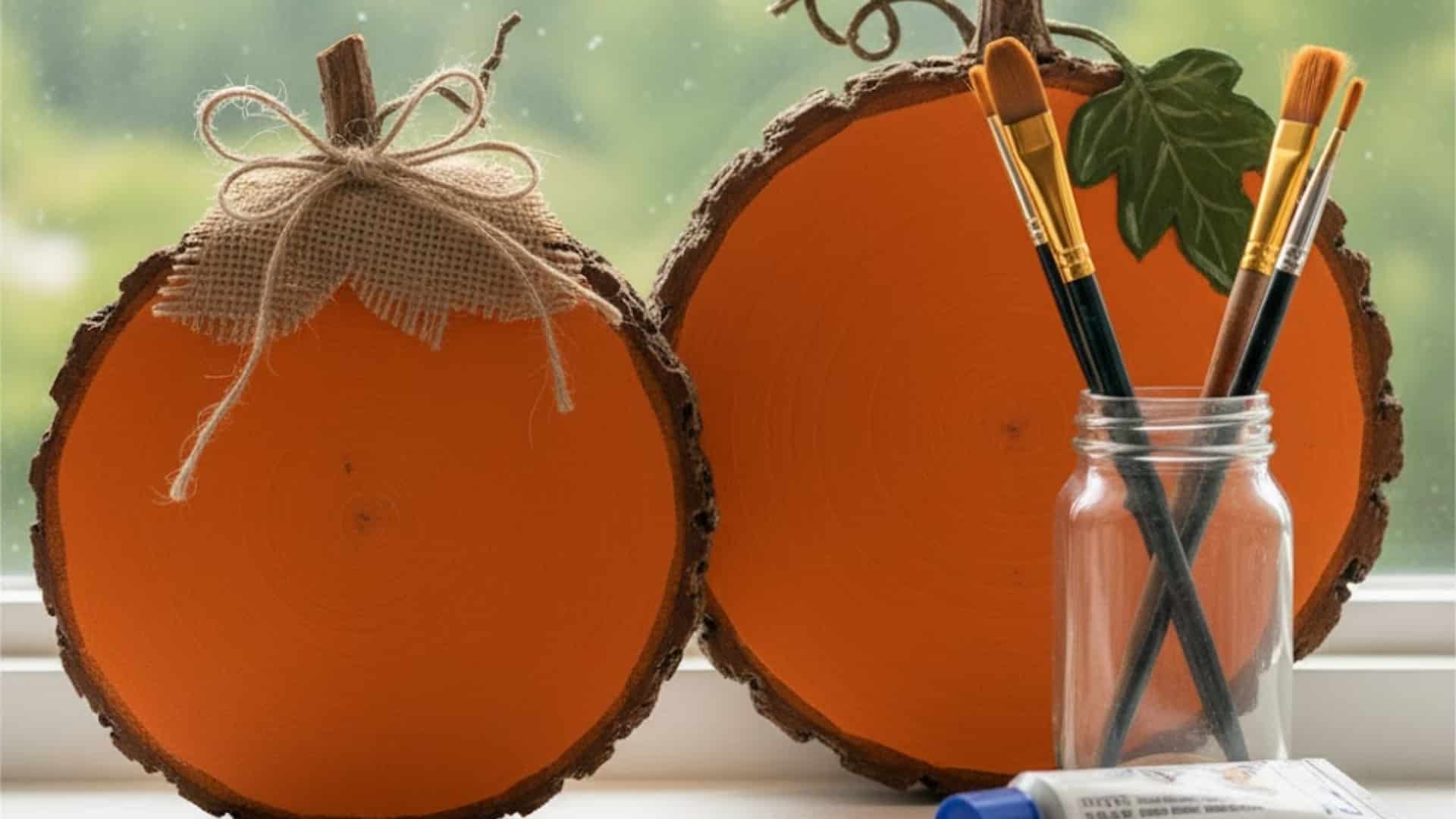 Wooden Slice Pumpkin Painting