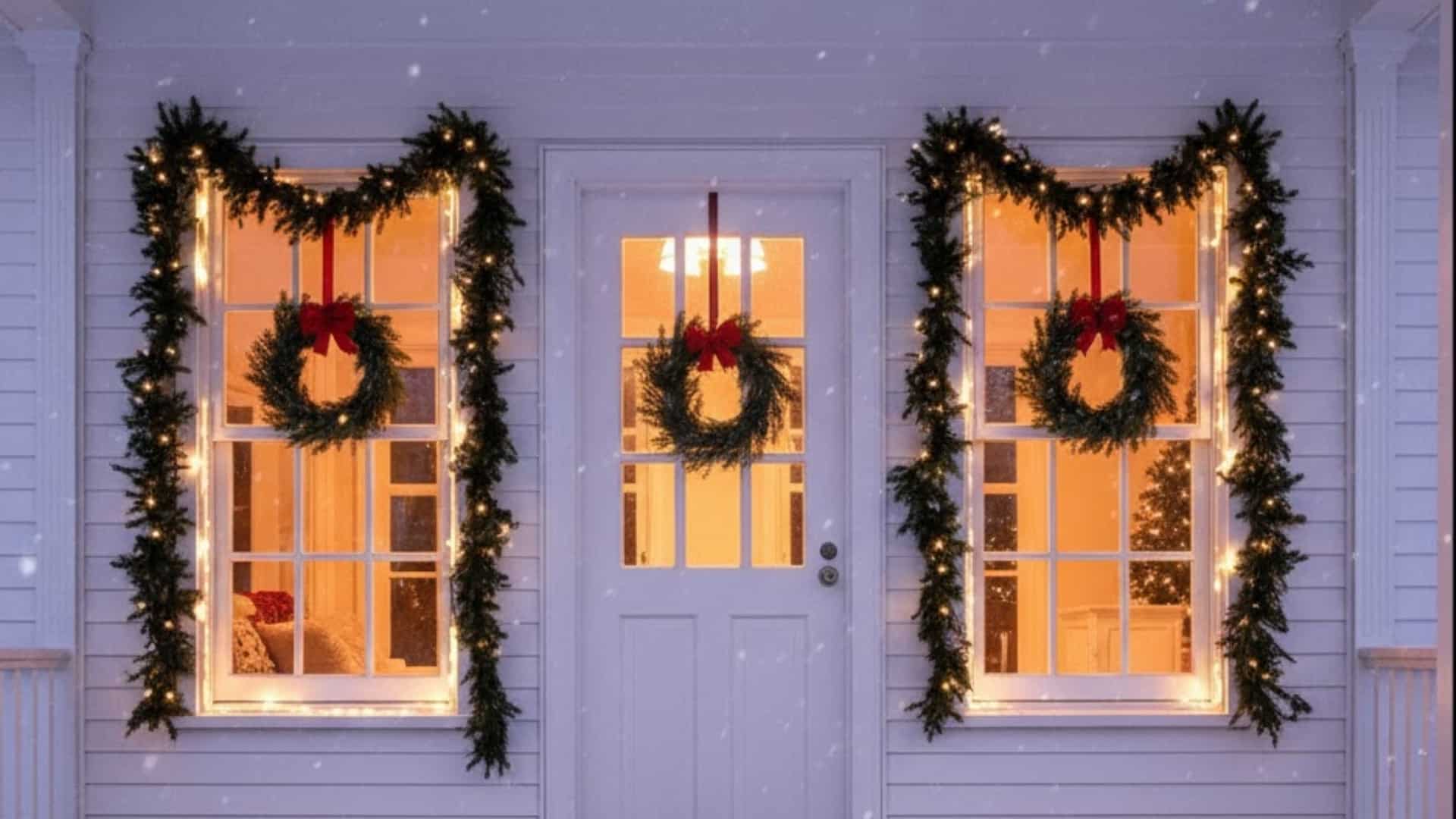 festive window frame decor