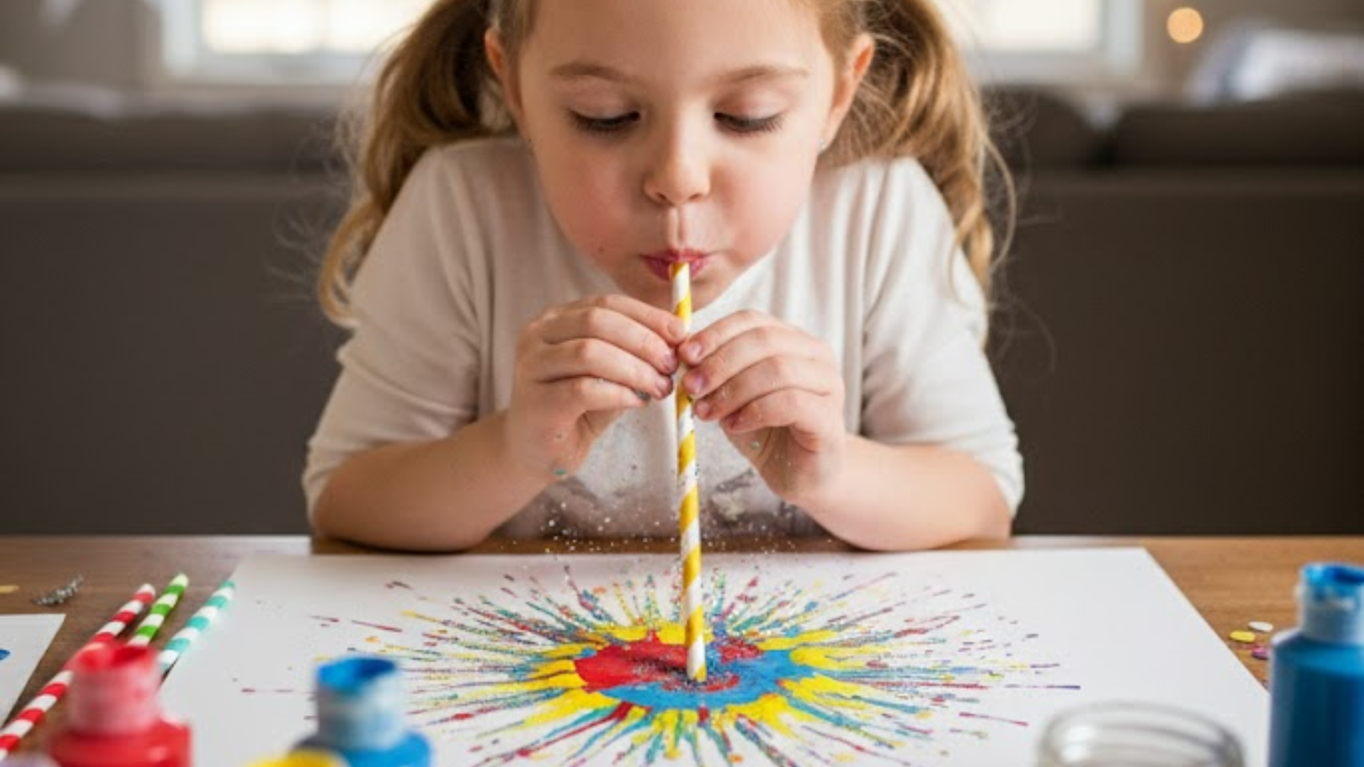 Firework Art with Straws or Paint