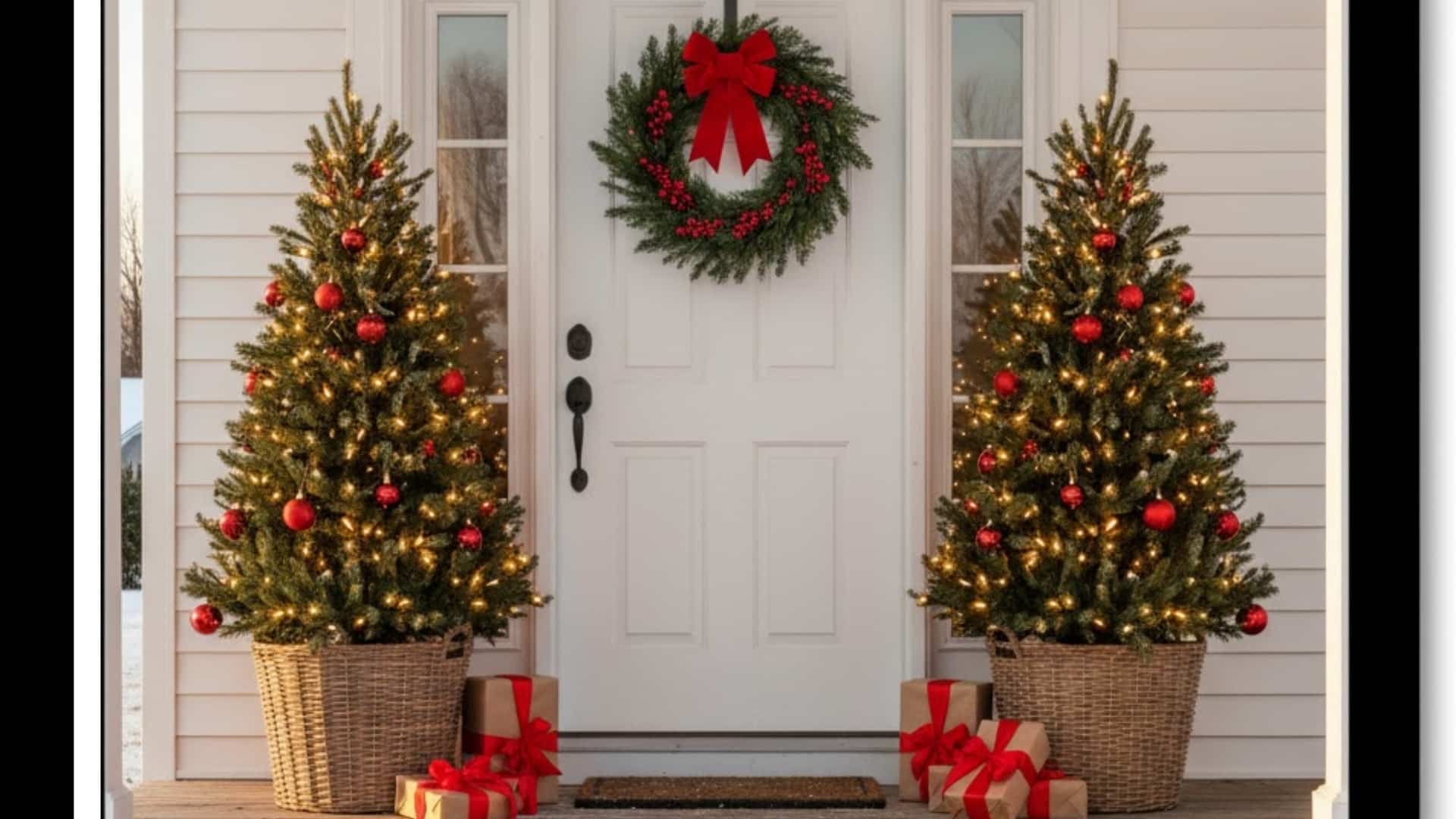 mini christmas trees by door