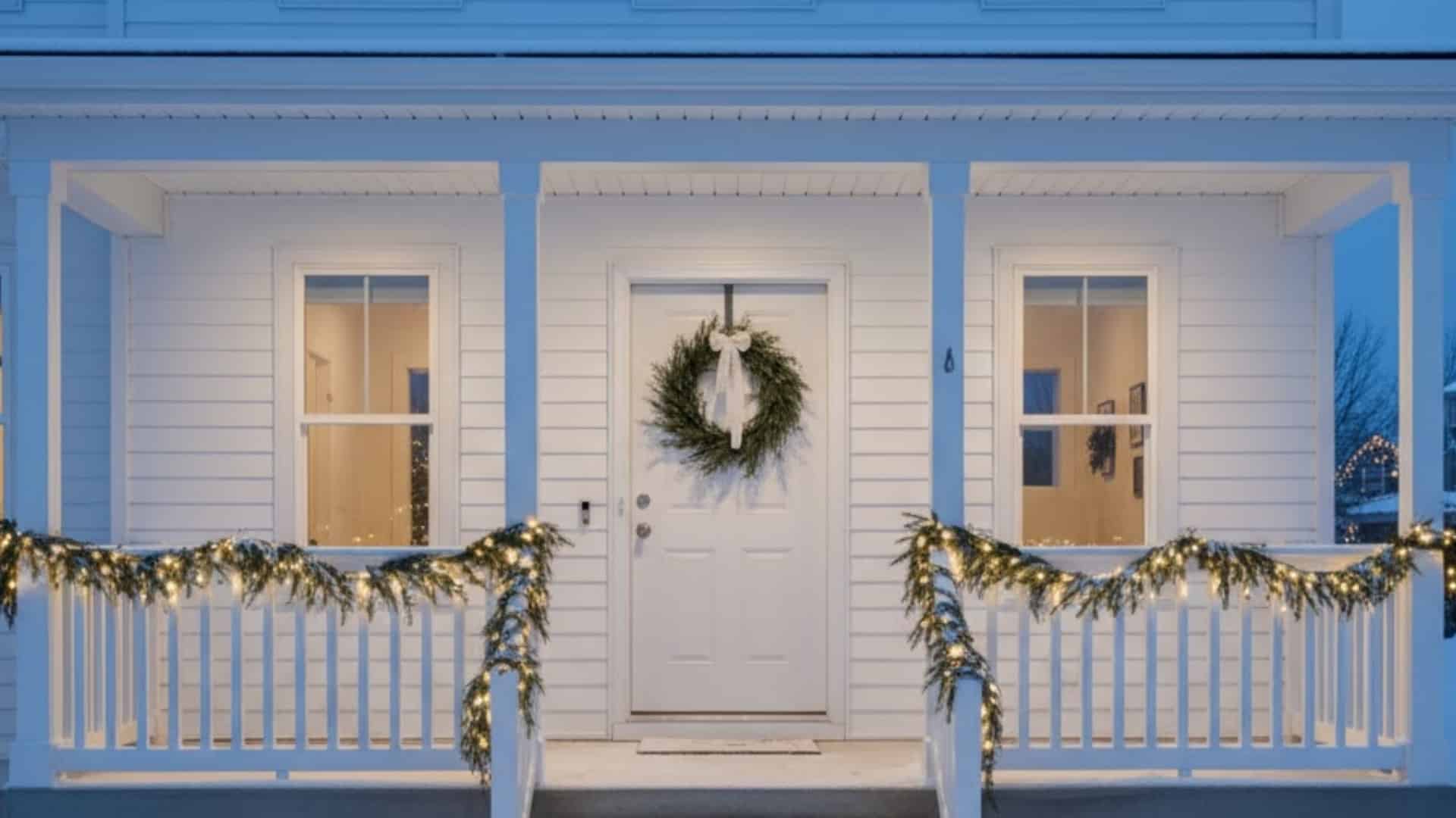 minimal greenery twinkling lights