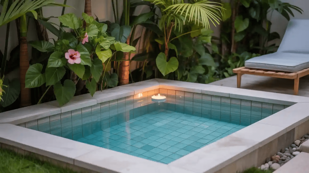 modern pool design featuring a compact plunge layout