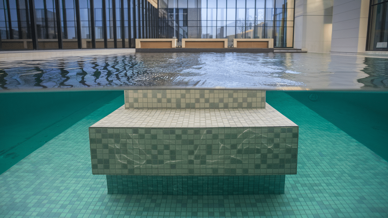 modern pool design with built-in underwater bench