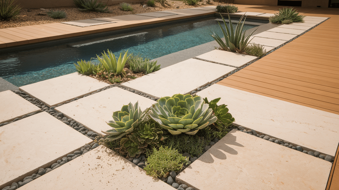 modern pool design with desert landscape styling