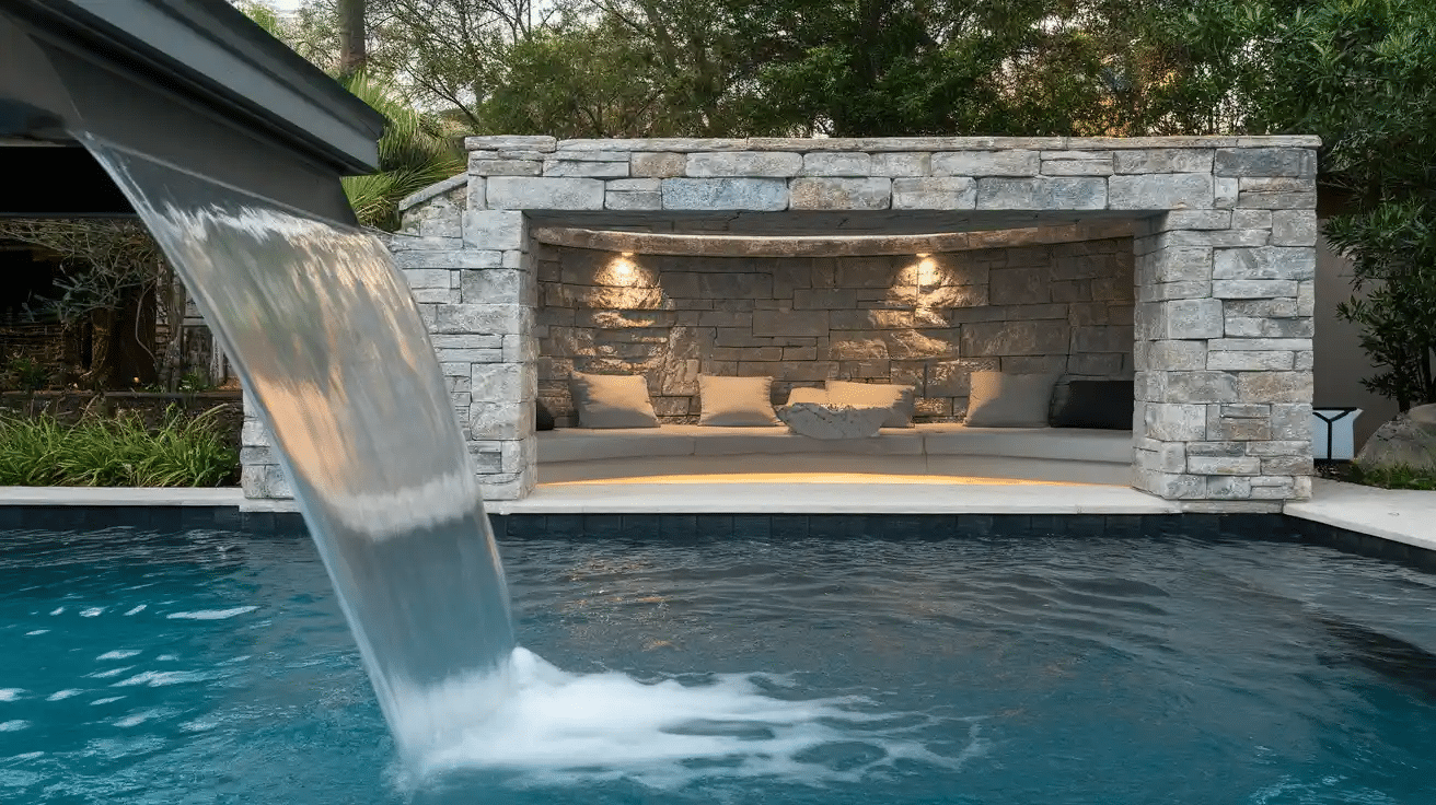 modern pool design with hidden grotto and cave-like nook