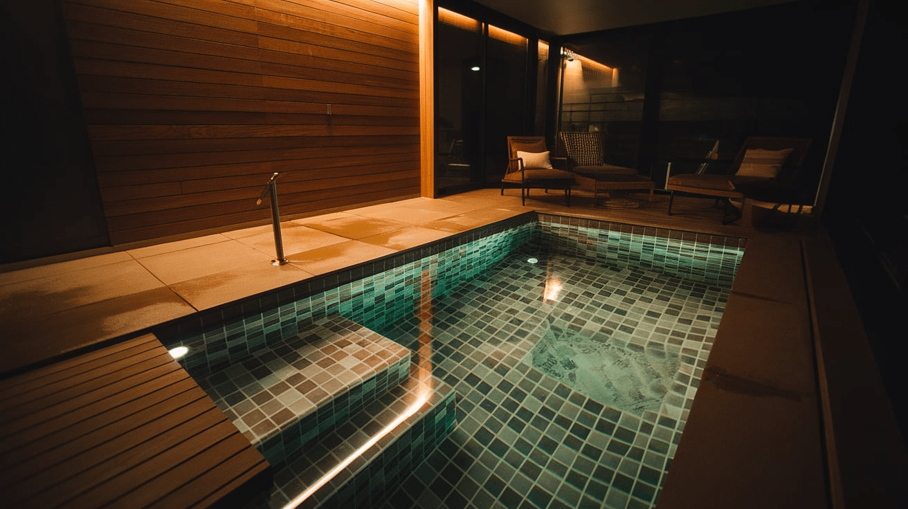 modern pool design with indoor spa features