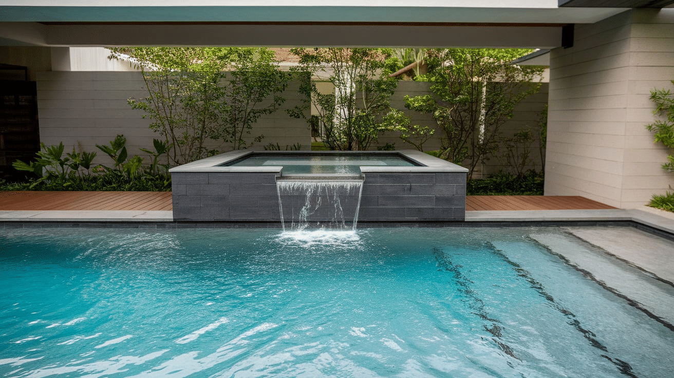 modern pool design with integrated spa combination