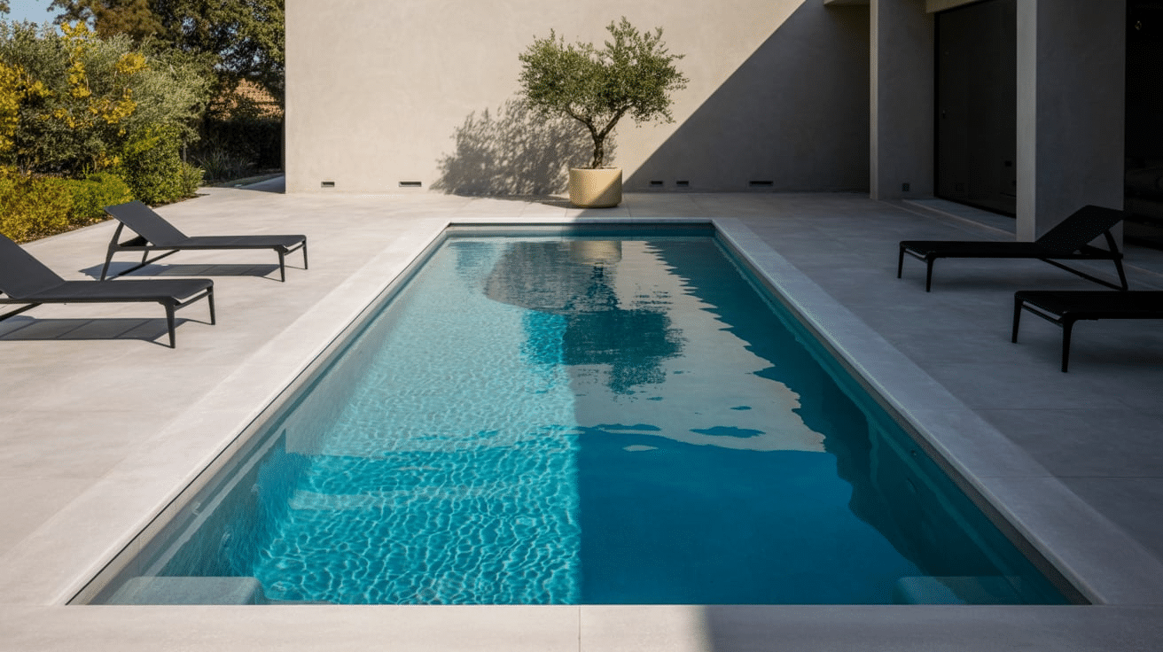 modern pool design with rectangular lap style and sleek edges