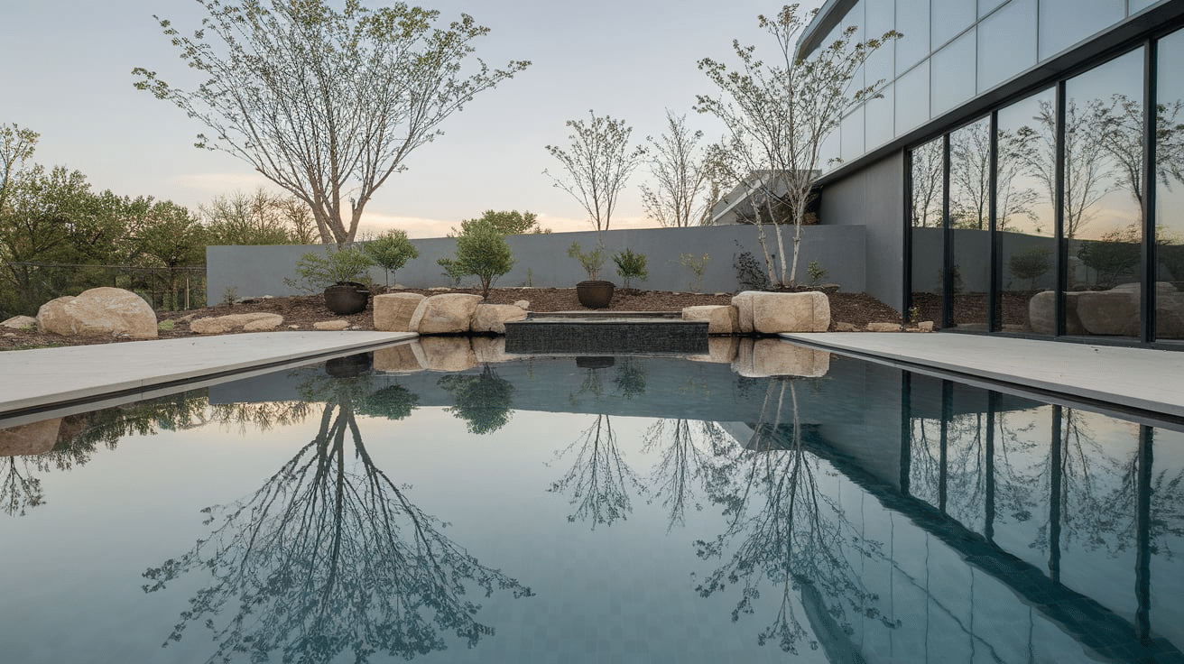 modern pool design with still water and mirror finish -1