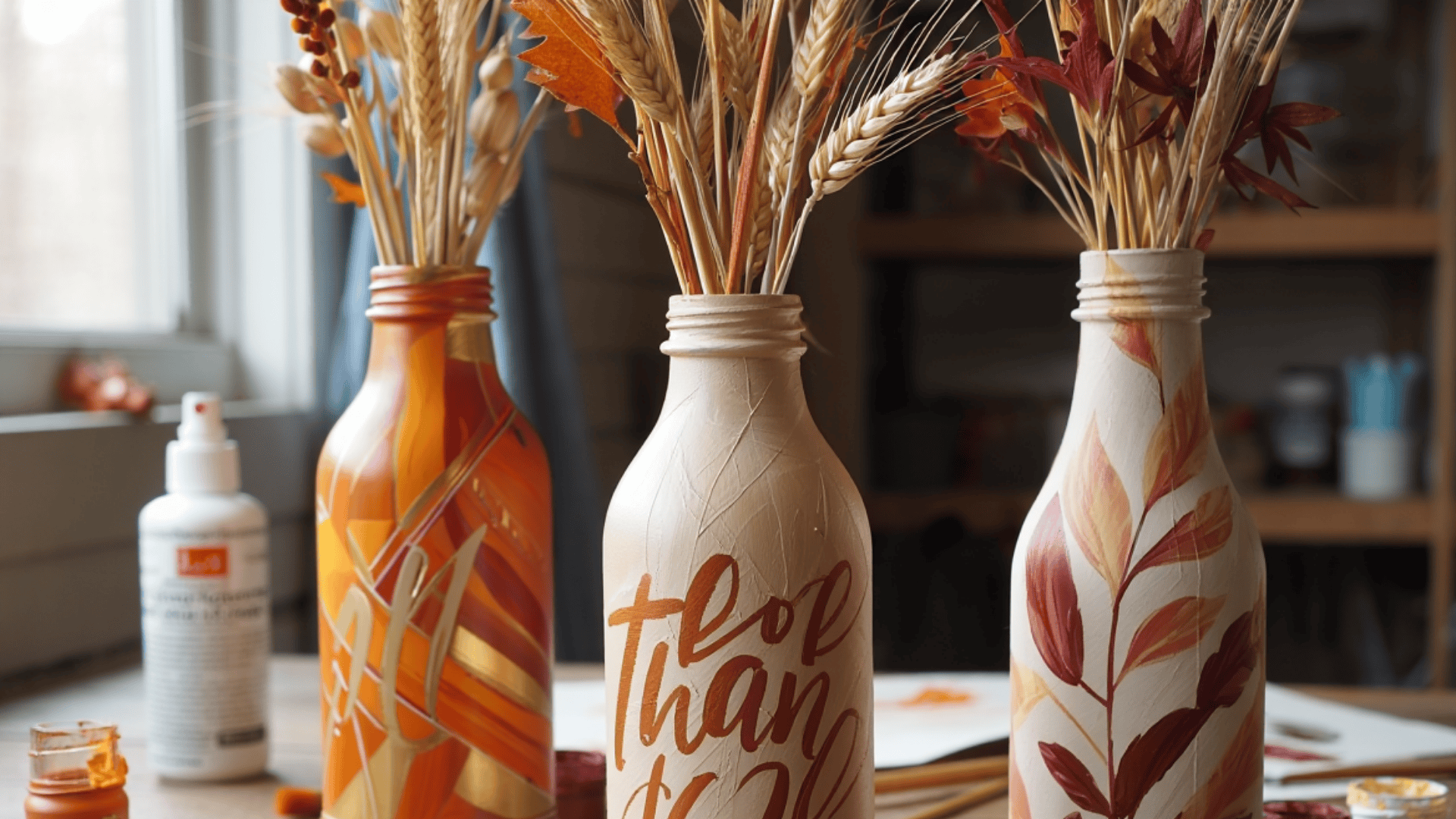 Painted Glass Bottle Vases