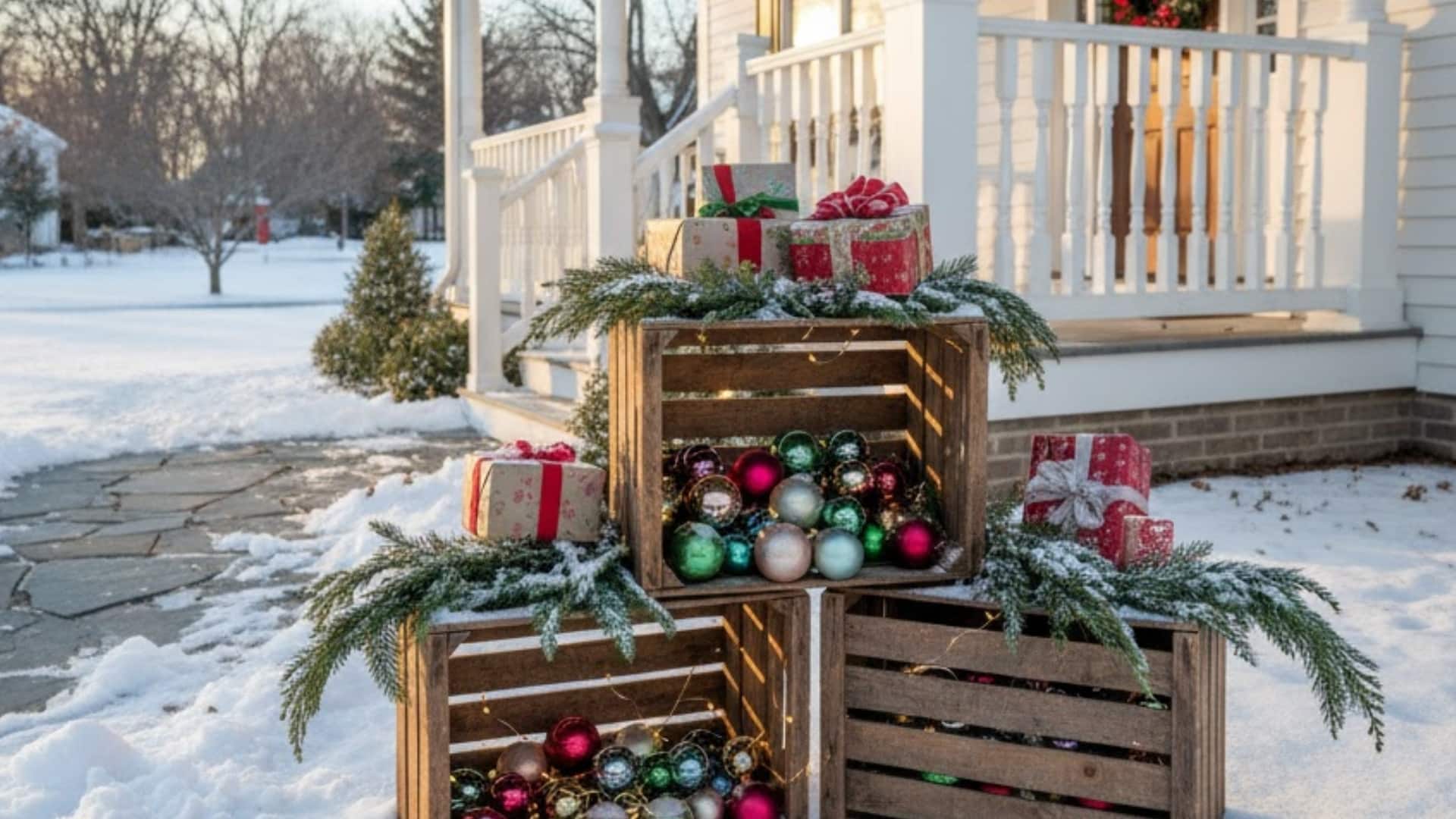 recycled wooden crate display