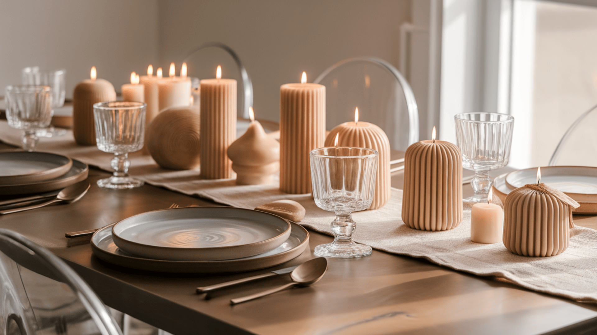 sculptural candle design modern thanksgiving table decor