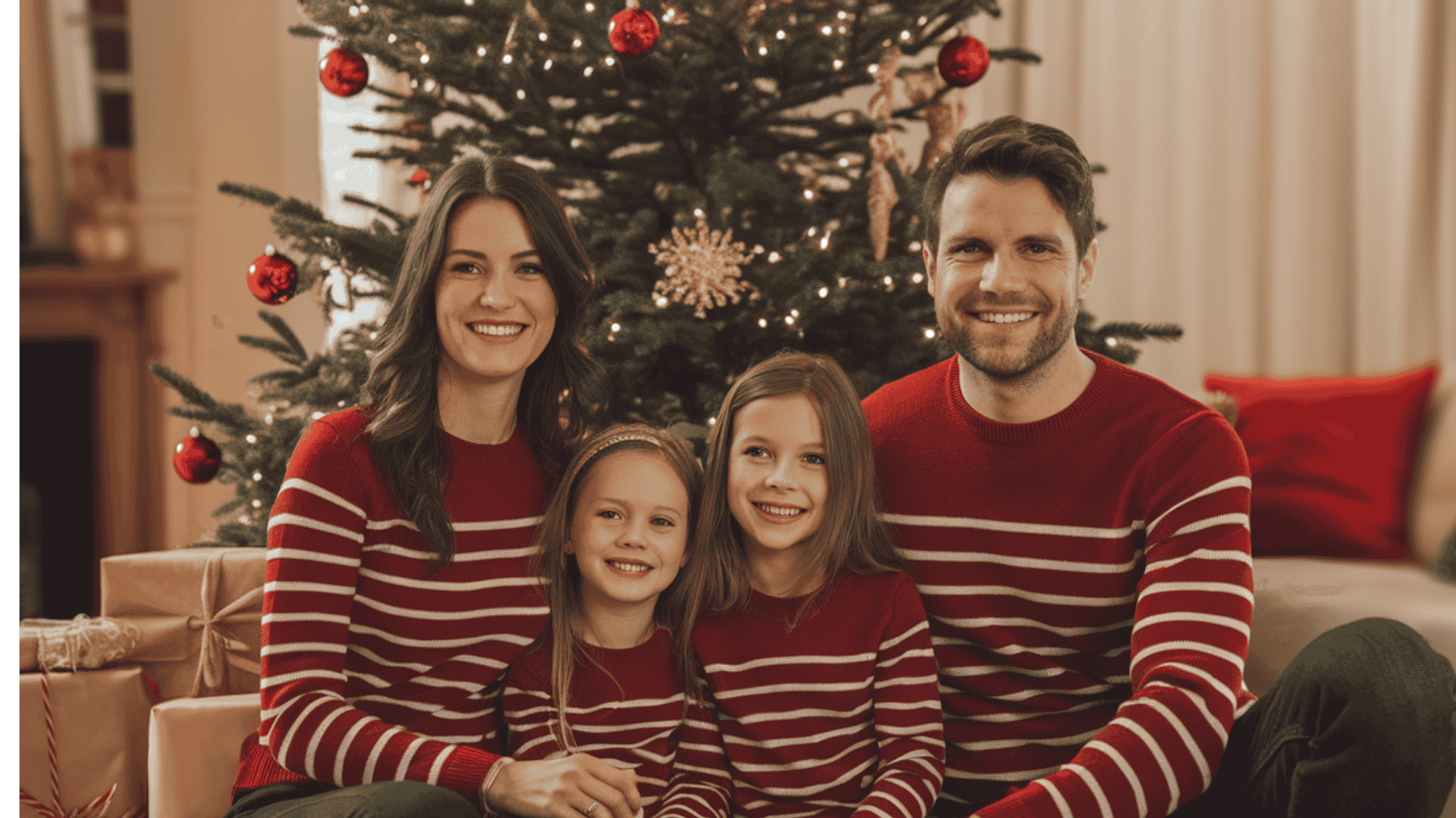 take family photos in christmas outfits