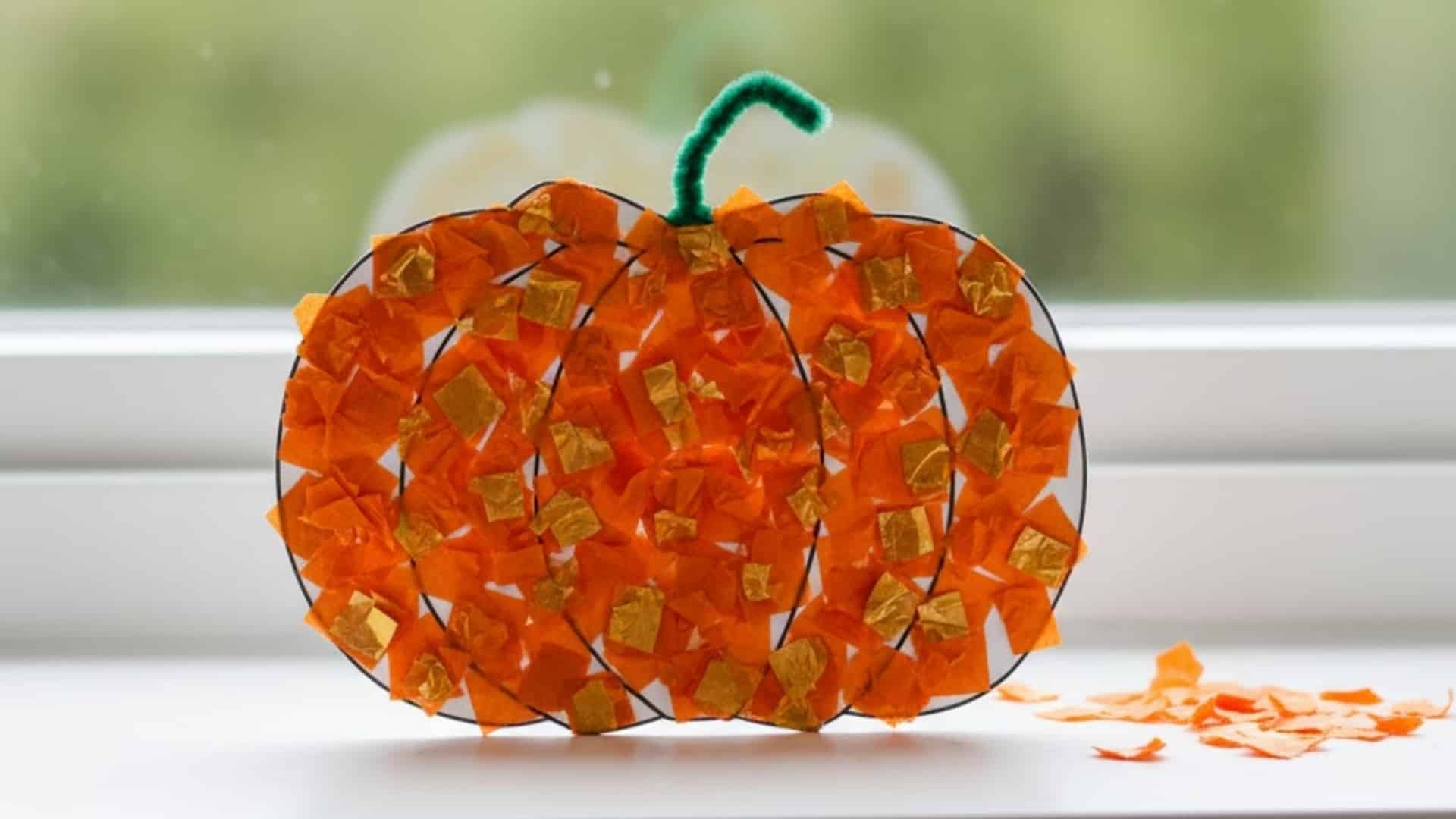 tissue paper pumpkin craft